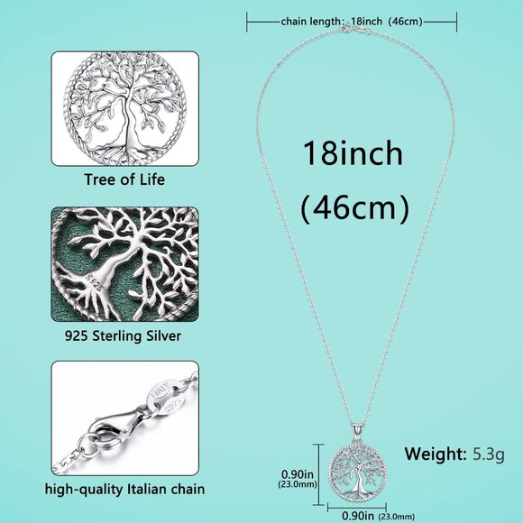 Tree of Life Necklace for Women Sterling Silver Abalone Shell Opal Malachite Cry - Picture 2 of 6